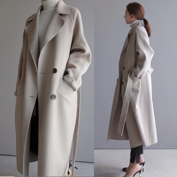 

2019 broad coat autumn and winter dress new loose slim medium-length korean version over knee-length coat woman, Black
