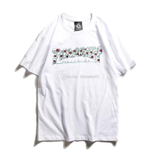 

thrasher мужская дизайнерская футболка мода мужчины женщины роскошные высокое качество с коротким рукавом мужская скейтборд хип-хоп футболка, White;black