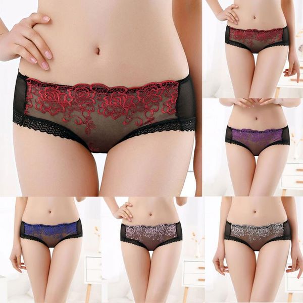 

2020 woman underwear floral lingerie for women thong bragas ladies panties thong lace pants briefs underpants langerie, Black;pink