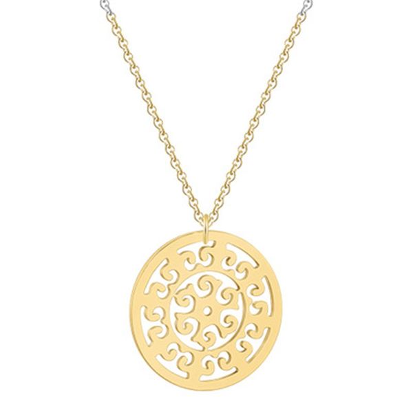 

new personality stainless steel necklace fashion mandala fine pendant women pendant necklace gifts, Silver