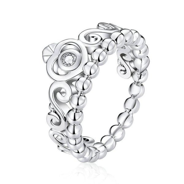 

jewelry vintage princess crown cz ring rings for women stackable rings copper platinum plating jewelry fine jewelry, Silver