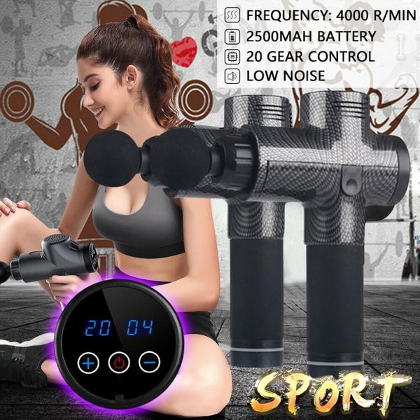 

lcd display muscle massage gun deep tissue massager therapy gun training exercising relief body slimming shaping