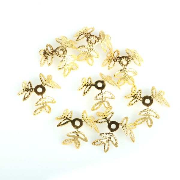 

100pcs leaf clover 18mm filigree bead caps for jewelry making flower bead caps findings diy bracelet earrings accessories, Blue;slivery
