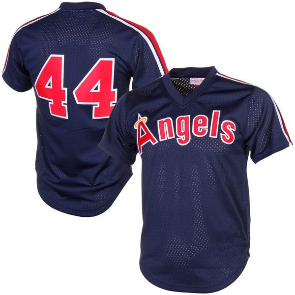 

California Reggie Jackson Jersey Angels Mitchell & Ness Navy Cooperstown Mesh Batting Practice Baseball Jersey Free Shipping