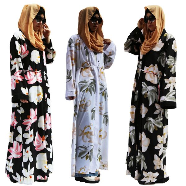 

2020 новая печатная robe ближневосточный арабских кардиган женщин мантия платье, Black;gray