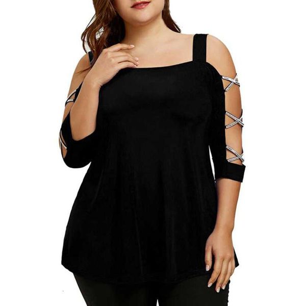 

блузы для женщин womens tops плюс размер женская одежда o шеи женщины блуза summer cross badage половина рукава большого размера tops blusas, White