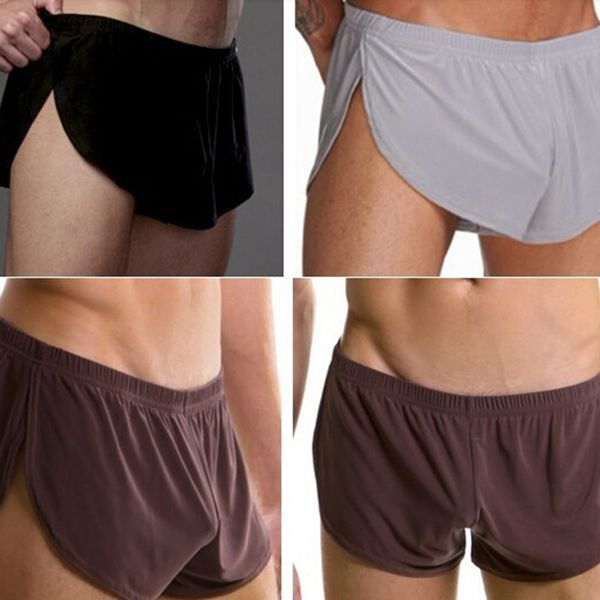 

2018 silky smooth man underwear boxer night wear household sleeping pants, Black;brown