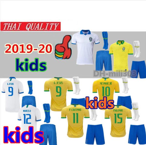 

2019 copa america brazil kid kit occer jer ey uniform 19 20 bra il child cami eta de fÃºtbol p coutinho kid football hirt