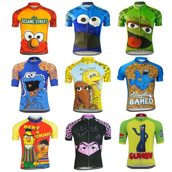 

summer cartoon funny cycling jerseys men eat cookie cycling clothing road bicycle clothes mtb bike clothing racing cycle jersey short sleeve, Black