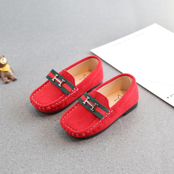 

Hot H brand spring autumn H New Fleece leather shoes child fashion Wild Single shoes Male girl British Peas shoes 21-30