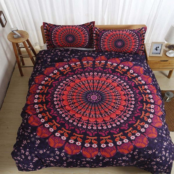 Bohemian Indian Style Bedding Set With Red Circle Home Bedclothes