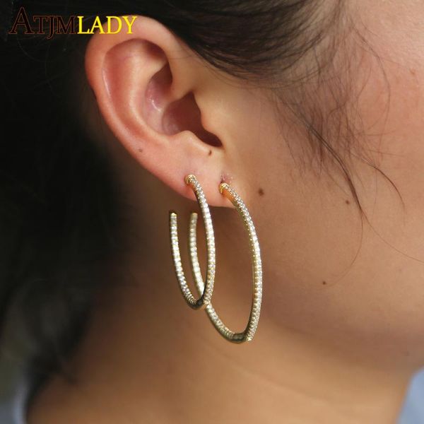 

hoop earrings big smooth circle earrings brincos celebrity brand loop for women delicate cz elegant jewelry, Golden;silver