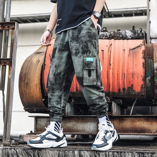 

harajuku men ankle-length pants hip hop cargo pants streetwear 2019 japanese hip hop mens korean fashions joggers trousers, Black