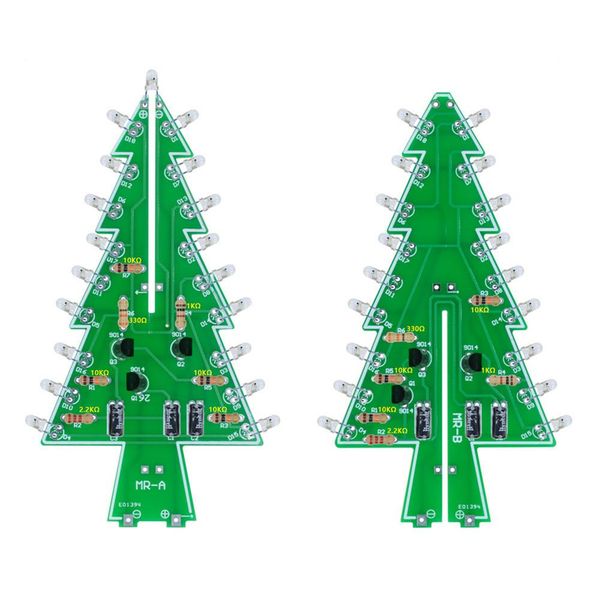 

diy 3d christmas tree flash circuit board kit christmas gift home decor trees colorful led light battery powered hot