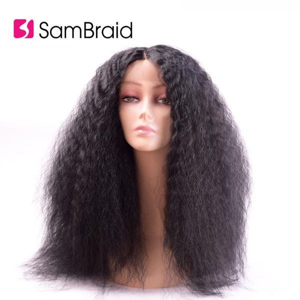 

synthetic wigs sambraid hair lace front kinky curly black wig for african hairstyle women