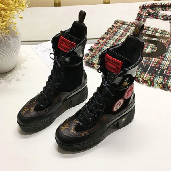 

martin boot 2020 europe and america luxury boots womens boots 100% real leather vintage heel heavy duty soles, Black