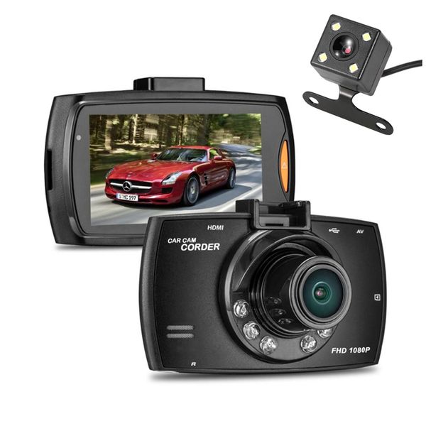 2-Kanal-Auto-DVR, fahrende Dashcam, Fahrzeug-Digitalrecorder, 2,7 Zoll FHD 1080P, Doppelobjektiv, vorne 140 °, hinten 100 ° Betrachtungswinkel, IR-Nachtsicht, G-Sensor