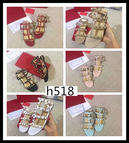 

оригинальный дизайн коробки популярные женские плоские заклепки эспадрильи обувь кожаные плоские тапочки женские сандалии размер 38, Black