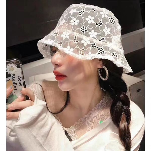 

lace female hollow fisherman summer bucket bucket lace fisherman hat travel ins east gate breathable basin hat, Blue;gray