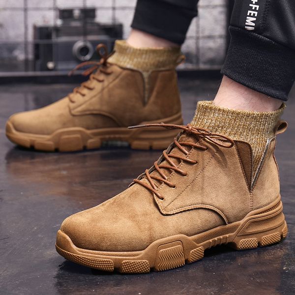 

classic 2019 new casual shoes men boots flannel winter boots high-fashion shoes work men big size 39-46, Black