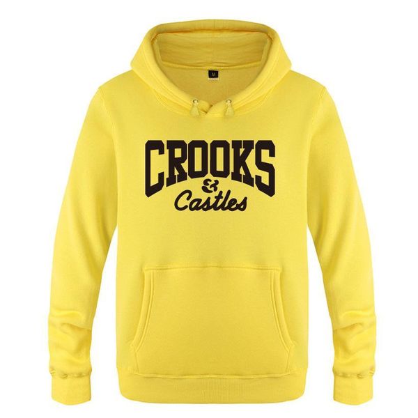 

crooks and castles mens hihop skateboard rapper hoodies hooded casual teenage clothing sweatshirts, Black