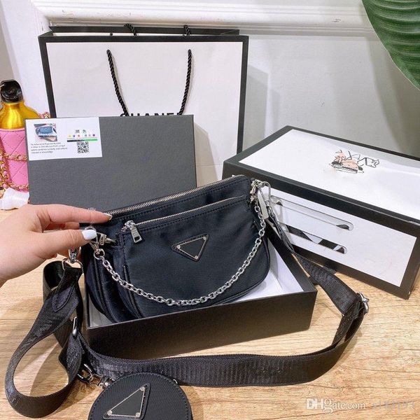 

prada оптовая продажа 3 шт. комплект дизайнер холст сумка женская грудь пакет леди tote цепи сумки кошелек сумка дизайнерские сумки