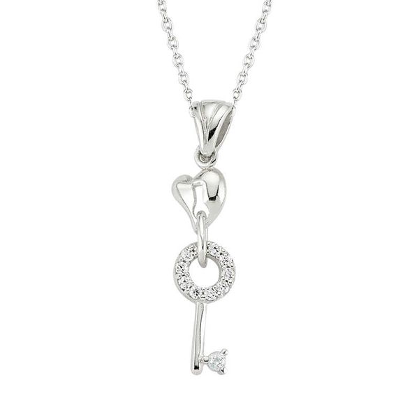 

925 sterling silver key to my heart lady necklace