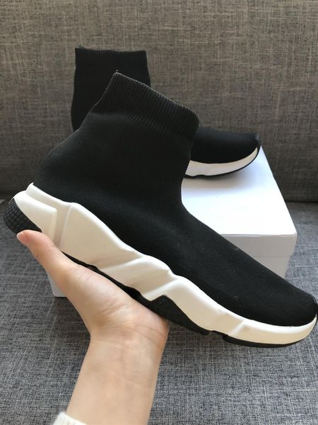 

2019 luxury sock shoe speed knitted trainers casual sneakers speed trainer sock race fashion black shoes men and women high cut soft s t07