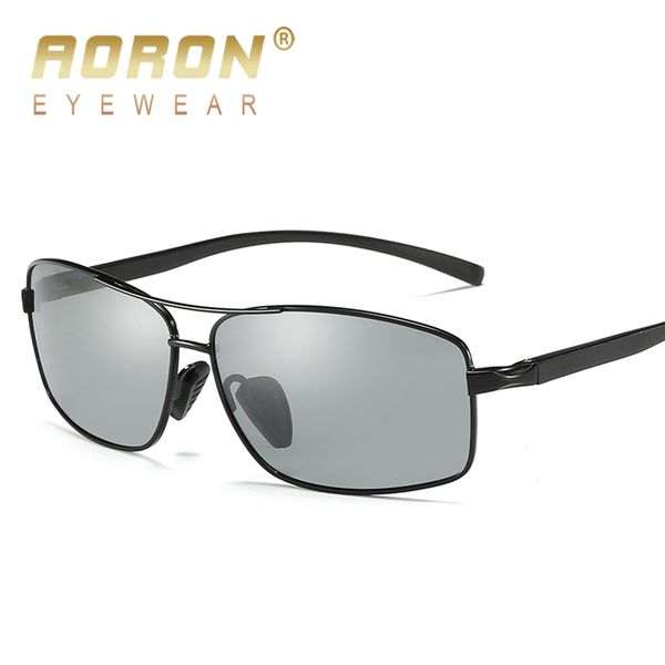 

2019 aoron pchromic sunglasses men polarized discoloration hd goggles male anti glare driving glasses brand design eyewear, White;black