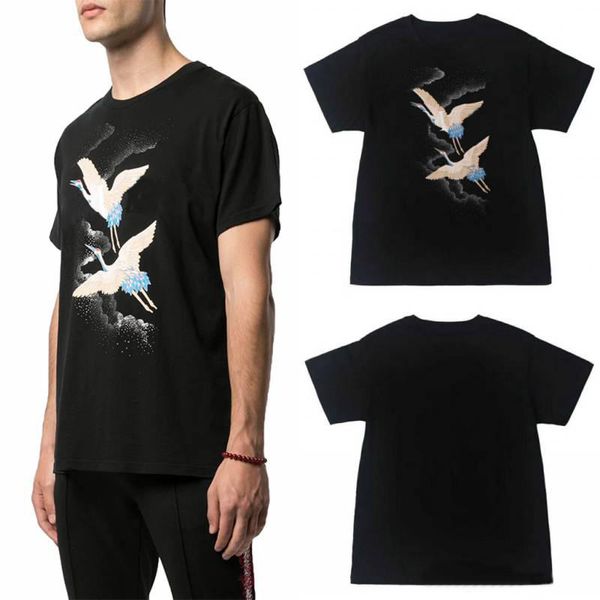 

20ss лен ђболка поло мода огон crane мђжин женин еѬнй лопок tee вколз, White;black