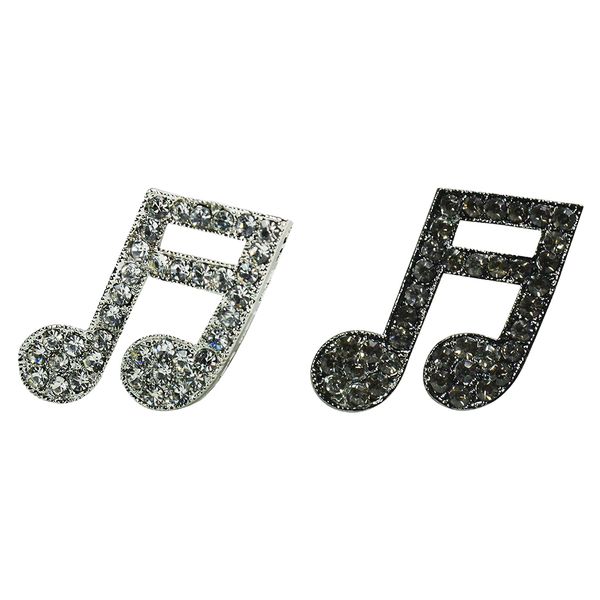 

2pcs women alloy musical symbol enamel brooch lapel pin collar tips black, Gray
