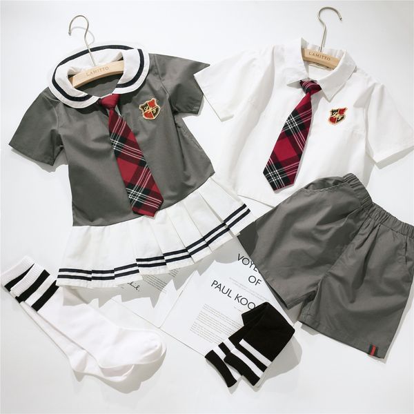 

tonytaobaby child models new set college navy style japanese-style school uniform send tie t200414, White