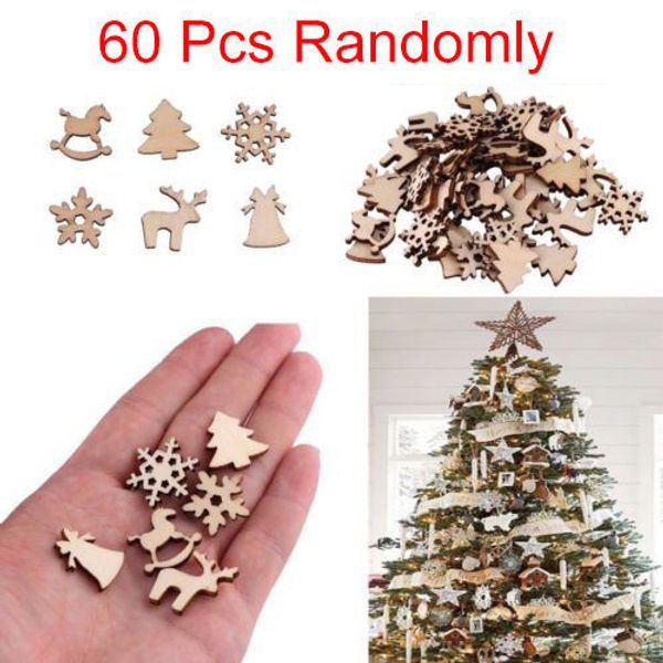 

details about 60pcs diy craft christmas xmas wood chip hanging ornaments decor christmas hang decoration chips