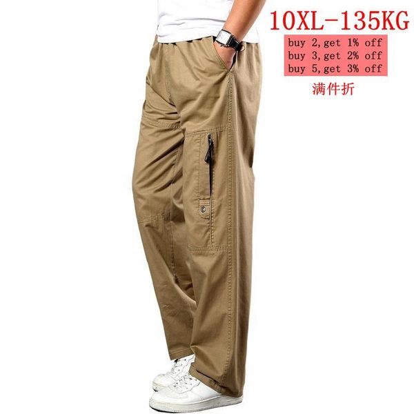 

men's large size sweatpants stretch straight pants autumn uniforms wild animal leisure khaki pants large 5xl 7xl 8xl 9xl 10xl po, Black