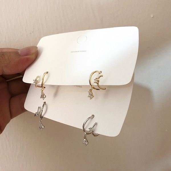 

корейский новая мода циркон хооп серьги для женщин два круга заявление серьги золото серебро цвет подарка ювелирных изделий ladies jewelry, Golden;silver