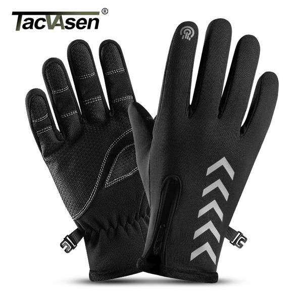 

tacvasen winter gloves men waterproof fleece warm full finger ski snow hike gloves reflective screen touch biker mittens, Blue;gray