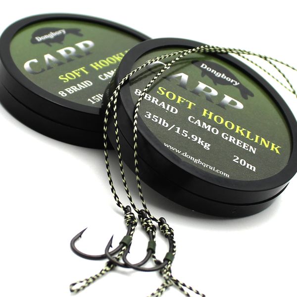 

20m carp fishing line soft hook link carp hooklink uncoated braid line for hair rig 15ib 25ib 35ib coarse fishing tackle