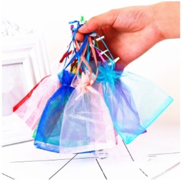 100Pcs Mini Organza Gift Bags Jewelry Drawstring Bags Wedding Party Favor Decor