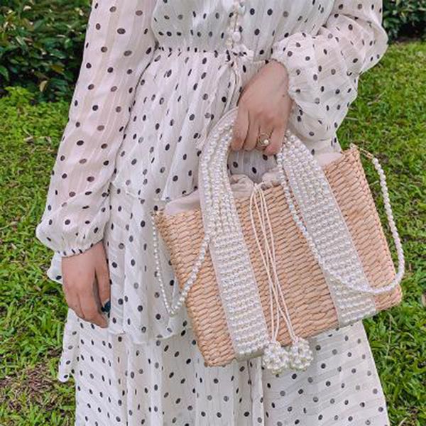 

сумка gumst новых женщин с перл дамы рук сумки соломы корзины большой tote crossbody сумка для womens сумки и кошельки