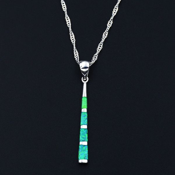 

baseball bat kiwi green opal pendant necklace for gift, Silver