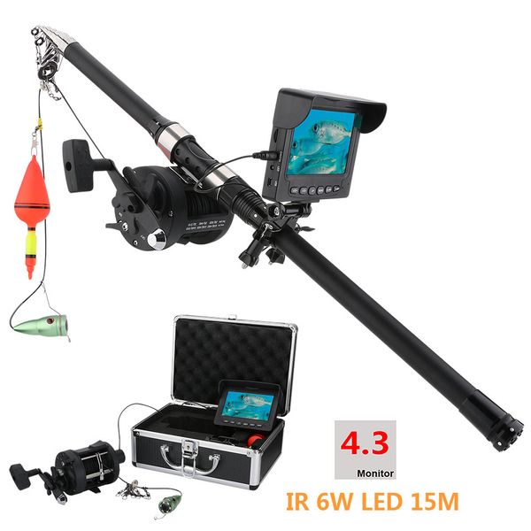 

pddhkk 4.3inch video fish finder 6w infrared lamps led underwater fishing video camera with 15m/25m see wheel ip68 waterproof
