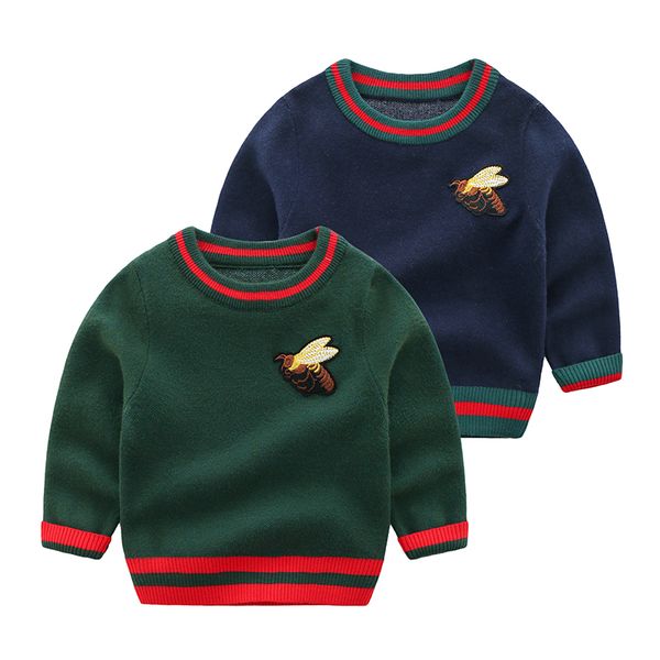 

new autumn winter boys sweater cotton children knitted round neck solid kids pullover clothes infant baby sweaters 3-24 months, Blue