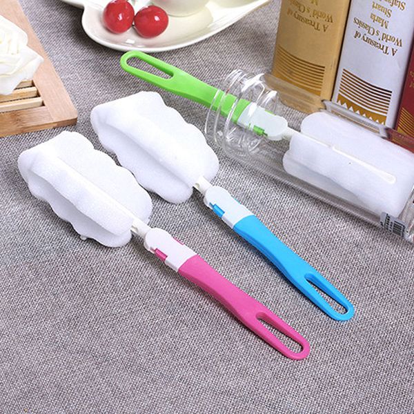 

removable sponge head plastic handle baby bottle brush milk bottle feeding nipple brush cleaning tool
