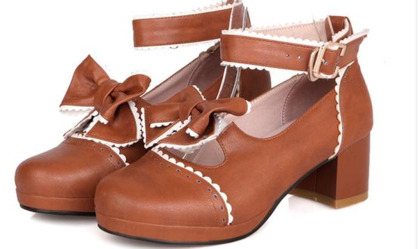 

women's shoes in spring and autumn middle coarse heel round head bowknot @qwe0123, Black