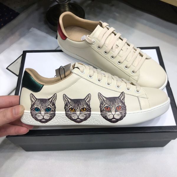 

strawberry designer shoes white cat ace embroidered men real leather red bottom designer sneakers casual shoes for women gift, Black