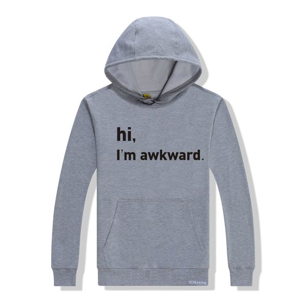 

hi, i'm awkward. print women sweatshirts casual hoodies for lady girl funny hipster jumper drop ship, Black