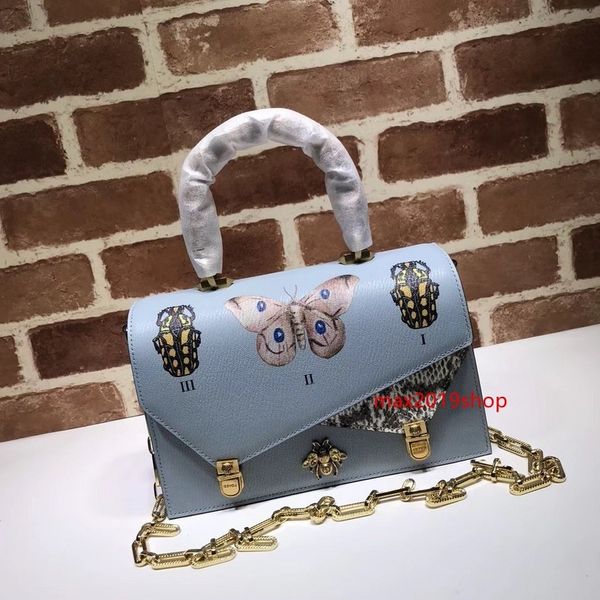 

2020 brand design letter butterfly insect buckle handbag woman shoulder chain bag cowhide leather 488715 crossbody bag