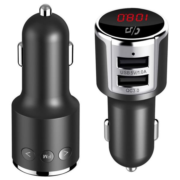 

qc3.0 dual usb charge car bluetooth fm transmitter wireless radio adapter music mp3 player car kit hands calls