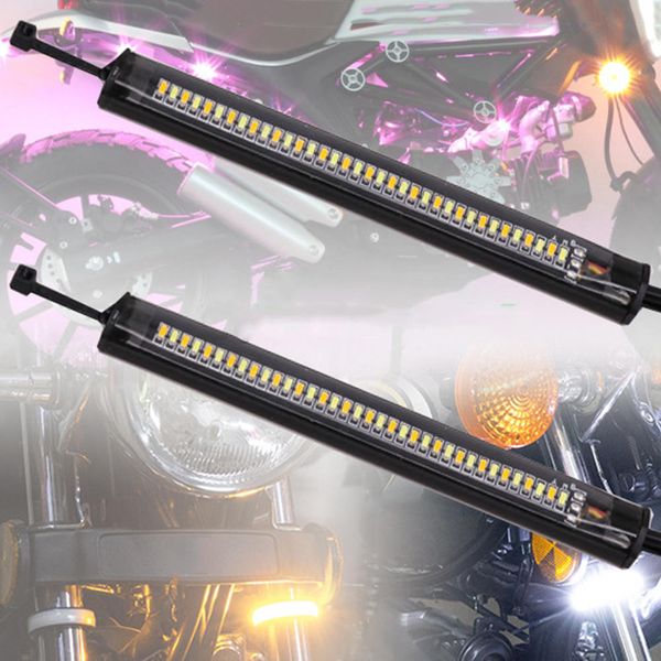 

2pcs universal bright amber white led fork turn signal lights strip motorcycle