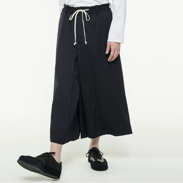 

27-44 new 2019 men's clothing hair stylist designer ultra-loose bellbottoms wide leg pants culotte plus size costumes, Black